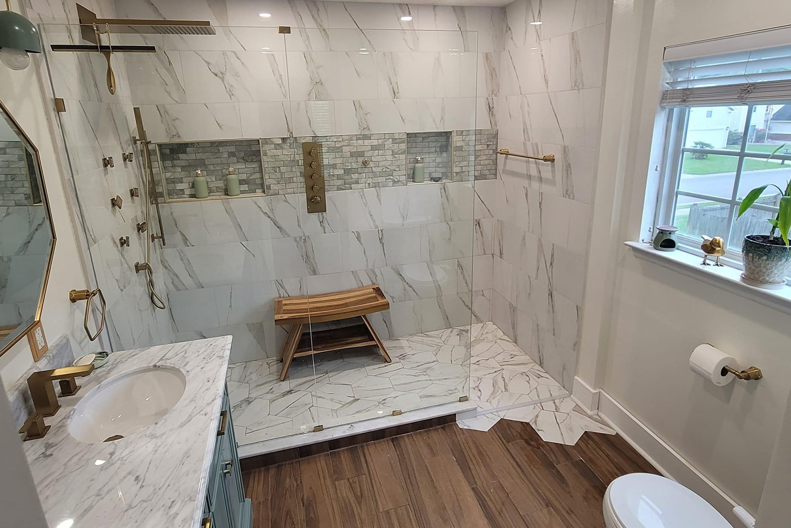 Modern bathroom with walk‑in shower